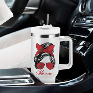 Morocco Girl Tumbler With Handle Moroccan Princess Morocco Flag Messy Bun TS10 Print Your Wear