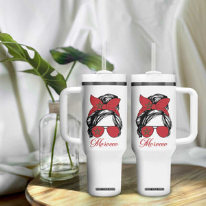 Morocco Girl Tumbler With Handle Moroccan Princess Morocco Flag Messy Bun TS10 Print Your Wear