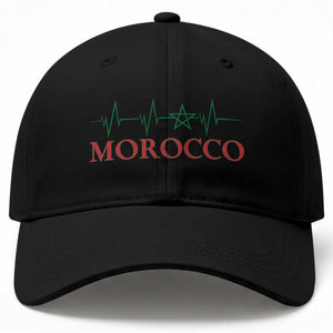 Morocco Baseball Cap Heartbeat Green Star Patriotic Pride Gift for Proud Moroccan TS10 Print Your Wear