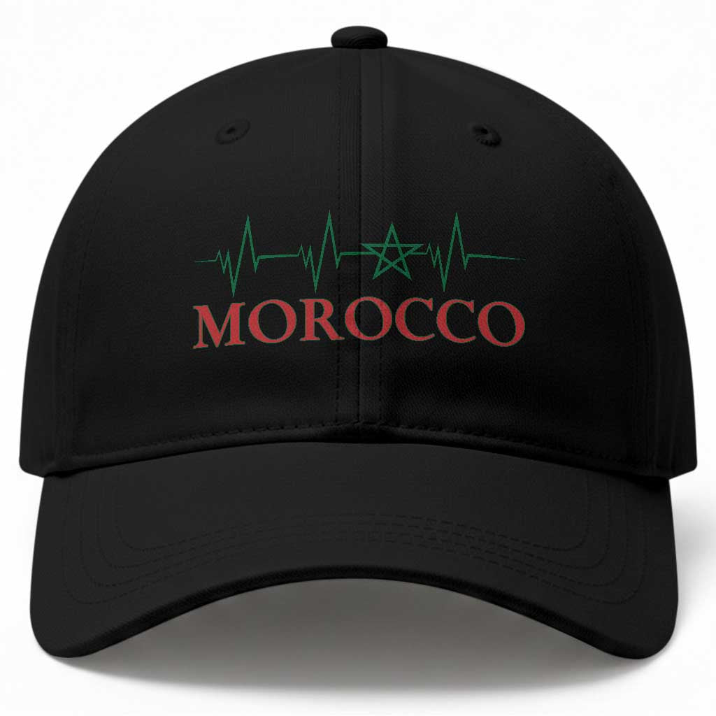 Morocco Baseball Cap Heartbeat Green Star Patriotic Pride Gift for Proud Moroccan TS10 Print Your Wear