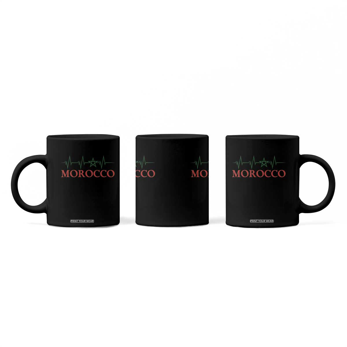 Morocco Coffee Mug Heartbeat Green Star Patriotic Pride Gift for Proud Moroccan TS10 Print Your Wear