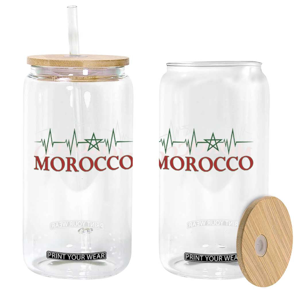 Morocco Glass Can Heartbeat Green Star Patriotic Pride Gift for Proud Moroccan TS10 Print Your Wear