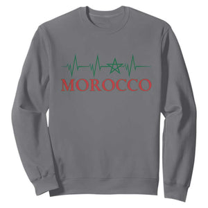 Morocco Sweatshirt Heartbeat Green Star Patriotic Pride Gift for Proud Moroccan TS10 Charcoal Print Your Wear
