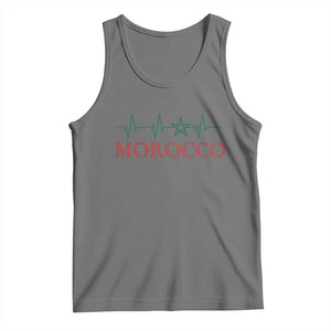 Morocco Tank Top Heartbeat Green Star Patriotic Pride Gift for Proud Moroccan TS10 Black Heather Print Your Wear