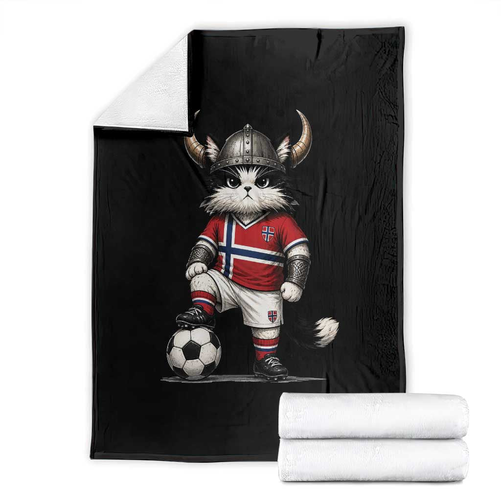 Norway Soccer Fan Throw Blanket Cute Viking Cat Norwegian Flag Nordic Football Lovers TS10 Black Print Your Wear