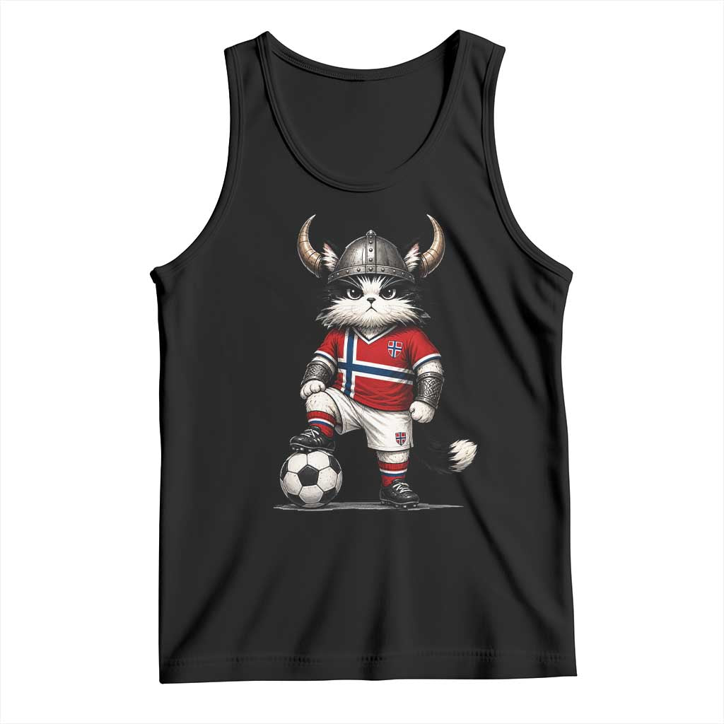 Norway Soccer Fan Tank Top Cute Viking Cat Norwegian Flag Nordic Football Lovers TS10 Black Print Your Wear