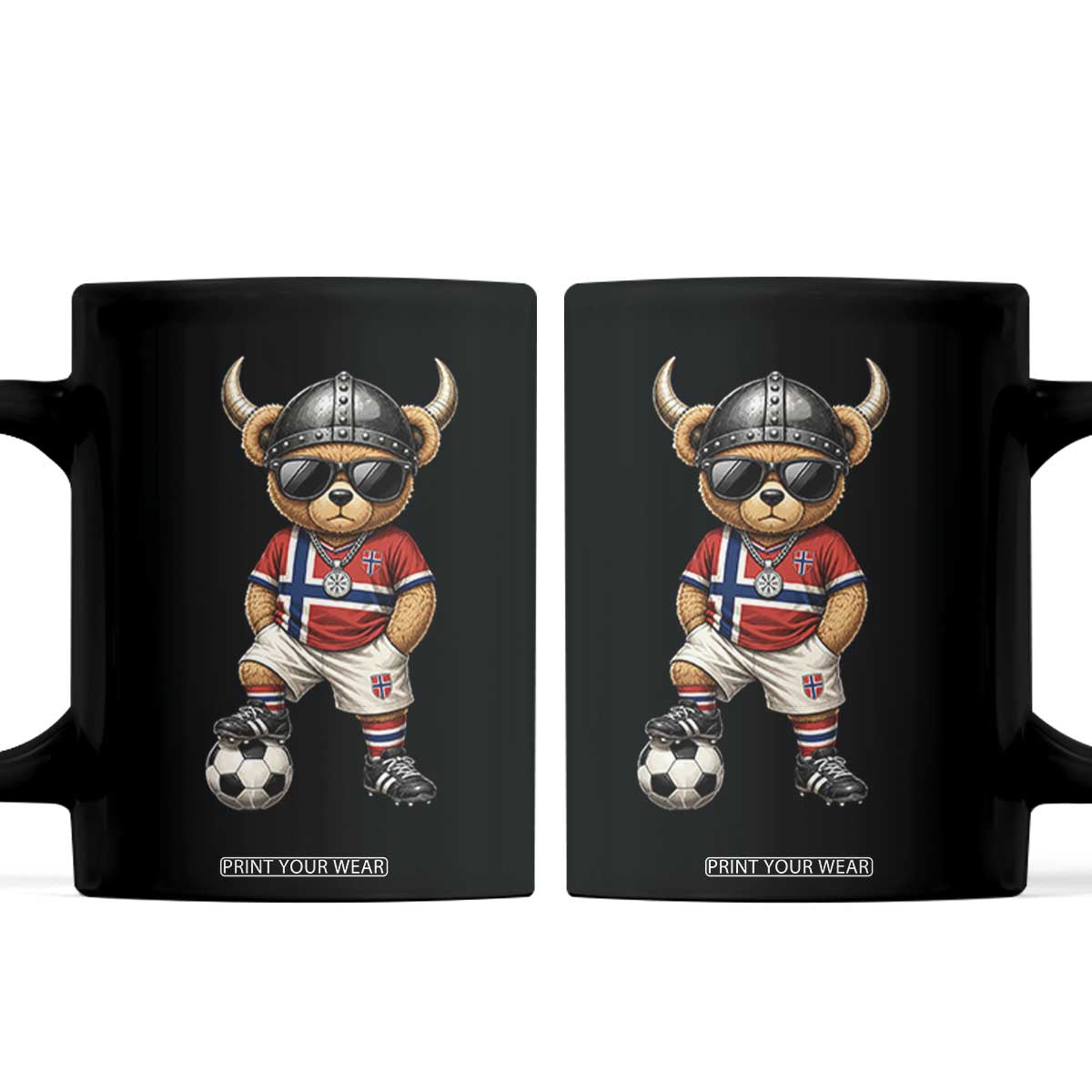 Norway Soccer Fan Coffee Mug Cool Viking Bear Nordic Football Norwegian Flag TS10 Black Print Your Wear