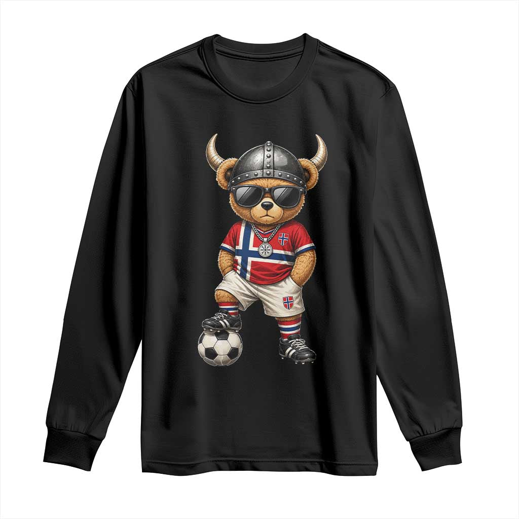 Norway Soccer Fan Long Sleeve Shirt Cool Viking Bear Nordic Football Norwegian Flag TS10 Black Print Your Wear