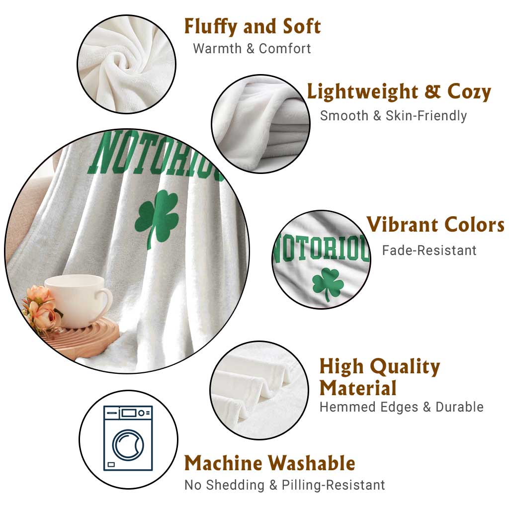 Irish Pride Boxing Fighting Notorious Throw Blanket Retro Shamrock Varsity Irish Lucky Clover Graphic TS10 Print Your Wear