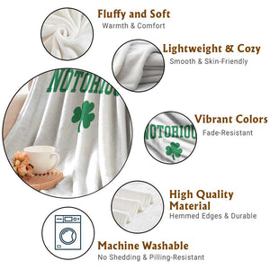 Irish Pride Boxing Fighting Notorious Throw Blanket Retro Shamrock Varsity Irish Lucky Clover Graphic TS10 Print Your Wear