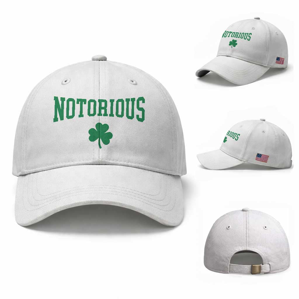 Irish Pride Boxing Fighting Notorious Baseball Cap Retro Shamrock Varsity Irish Lucky Clover Graphic TS10 Baseball Cap Universal Fit White Print Your Wear