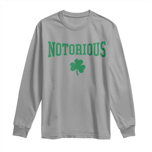 Irish Pride Boxing Fighting Notorious Long Sleeve Shirt Retro Shamrock Varsity Irish Lucky Clover Graphic TS10 Sport Gray Print Your Wear