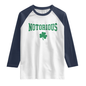 Irish Pride Boxing Fighting Notorious Raglan Shirt Retro Shamrock Varsity Irish Lucky Clover Graphic TS10 White Navy Print Your Wear