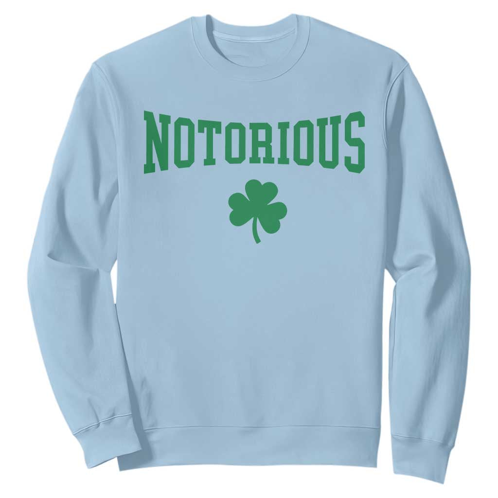 Irish Pride Boxing Fighting Notorious Sweatshirt Retro Shamrock Varsity Irish Lucky Clover Graphic TS10 Light Blue Print Your Wear