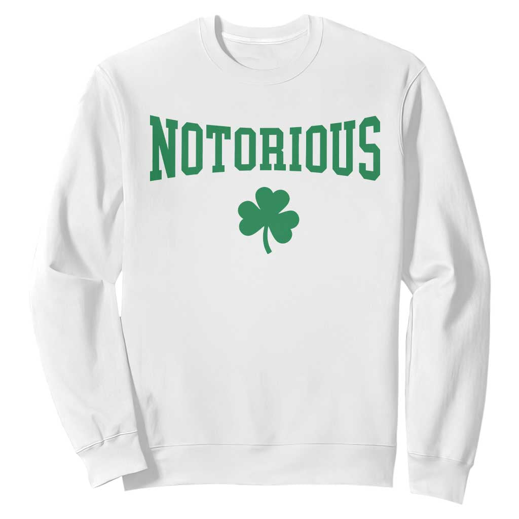 Irish Pride Boxing Fighting Notorious Sweatshirt Retro Shamrock Varsity Irish Lucky Clover Graphic TS10 White Print Your Wear