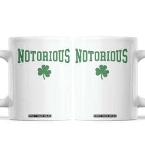 Irish Pride Boxing Fighting Notorious Coffee Mug Retro Shamrock Varsity Irish Lucky Clover Graphic TS10 White Print Your Wear