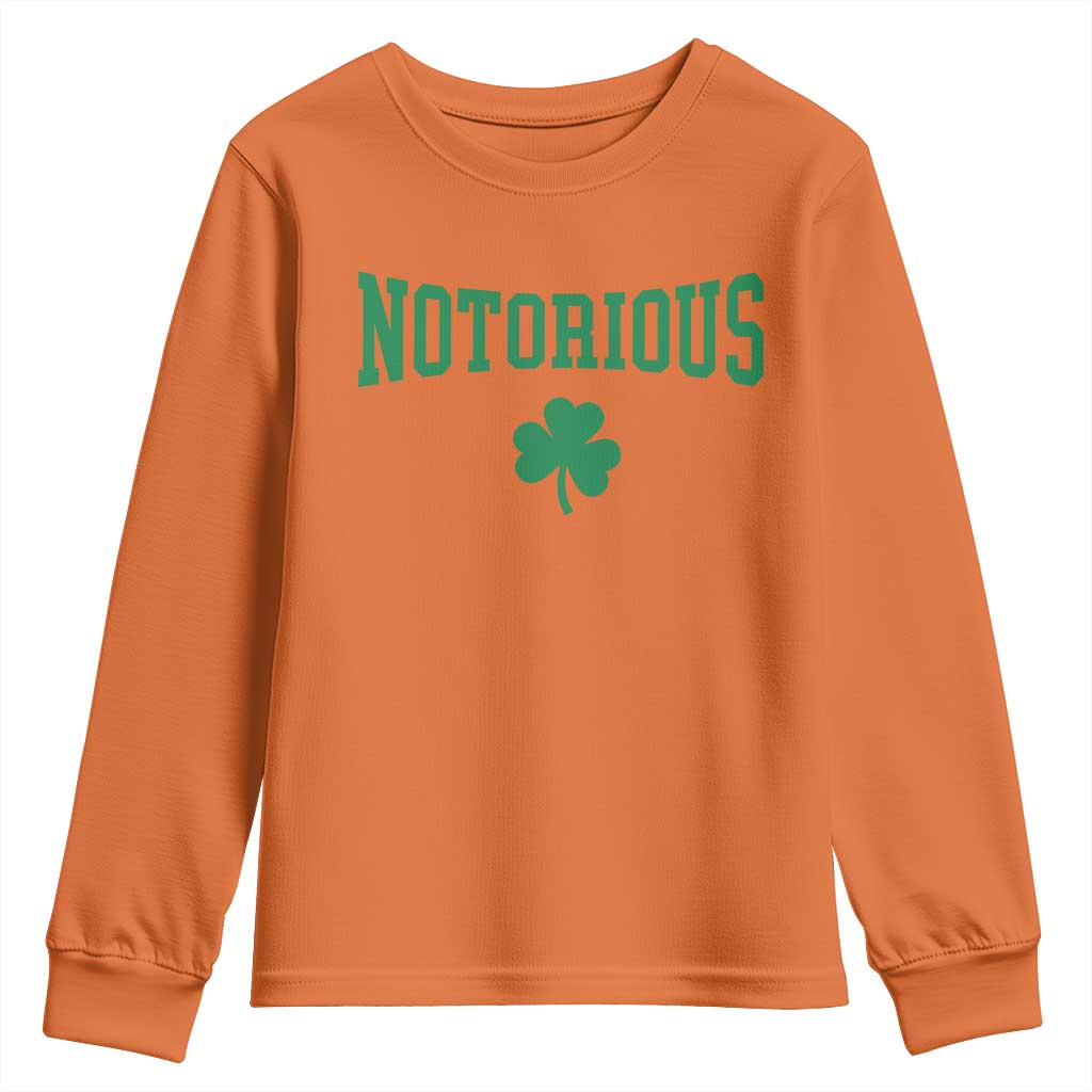 Irish Pride Boxing Fighting Notorious Youth Sweatshirt Retro Shamrock Varsity Irish Lucky Clover Graphic TS10 Orange Print Your Wear