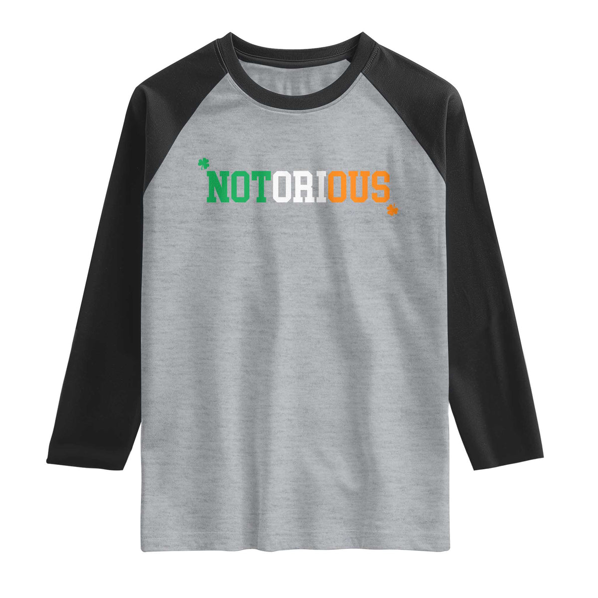 Irish Pride Boxing Fighting Notorious Raglan Shirt Irish Flag Lucky Shamrock Graphic TS10 Heather Gray Black Print Your Wear