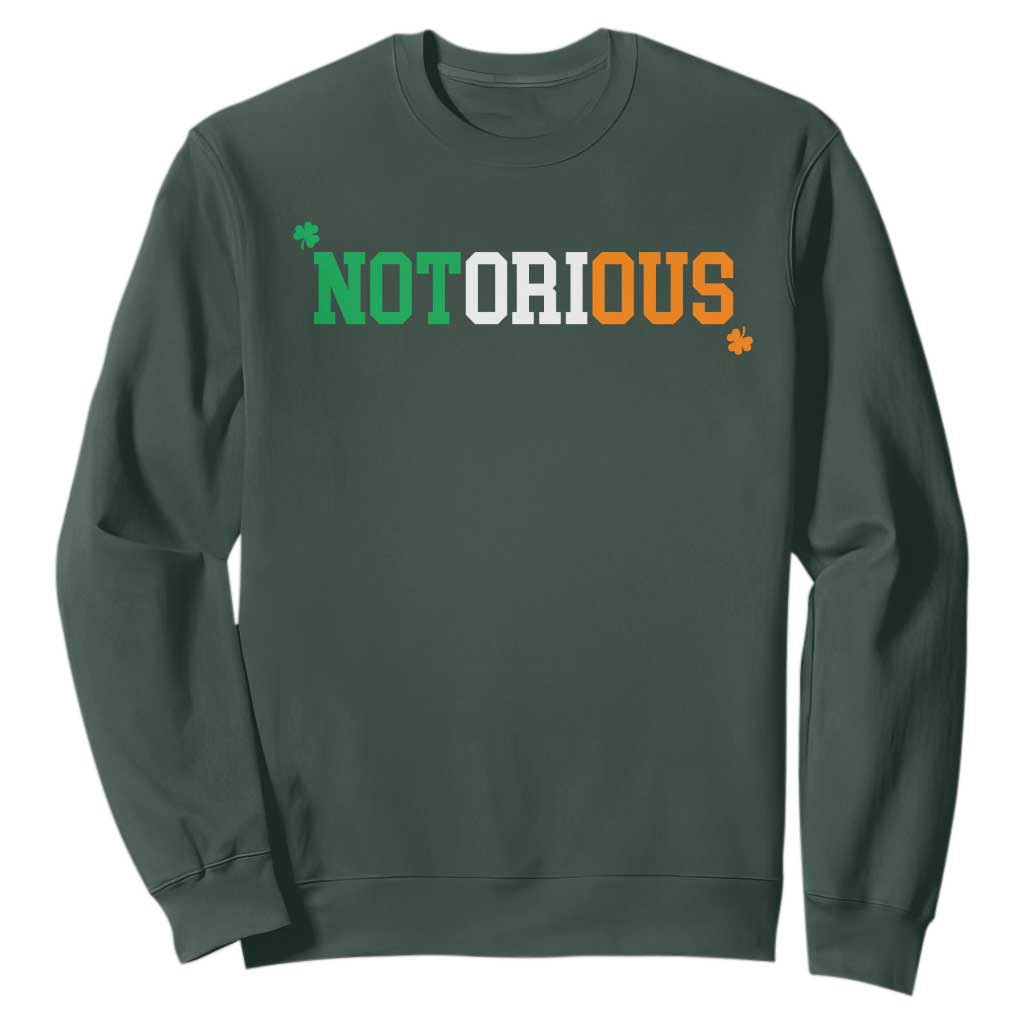 Irish Pride Boxing Fighting Notorious Sweatshirt Irish Flag Lucky Shamrock Graphic TS10 Dark Forest Green Print Your Wear