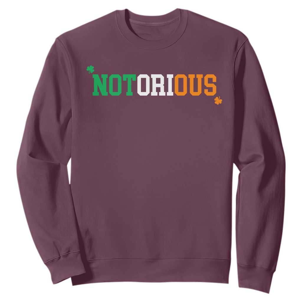 Irish Pride Boxing Fighting Notorious Sweatshirt Irish Flag Lucky Shamrock Graphic TS10 Maroon Print Your Wear