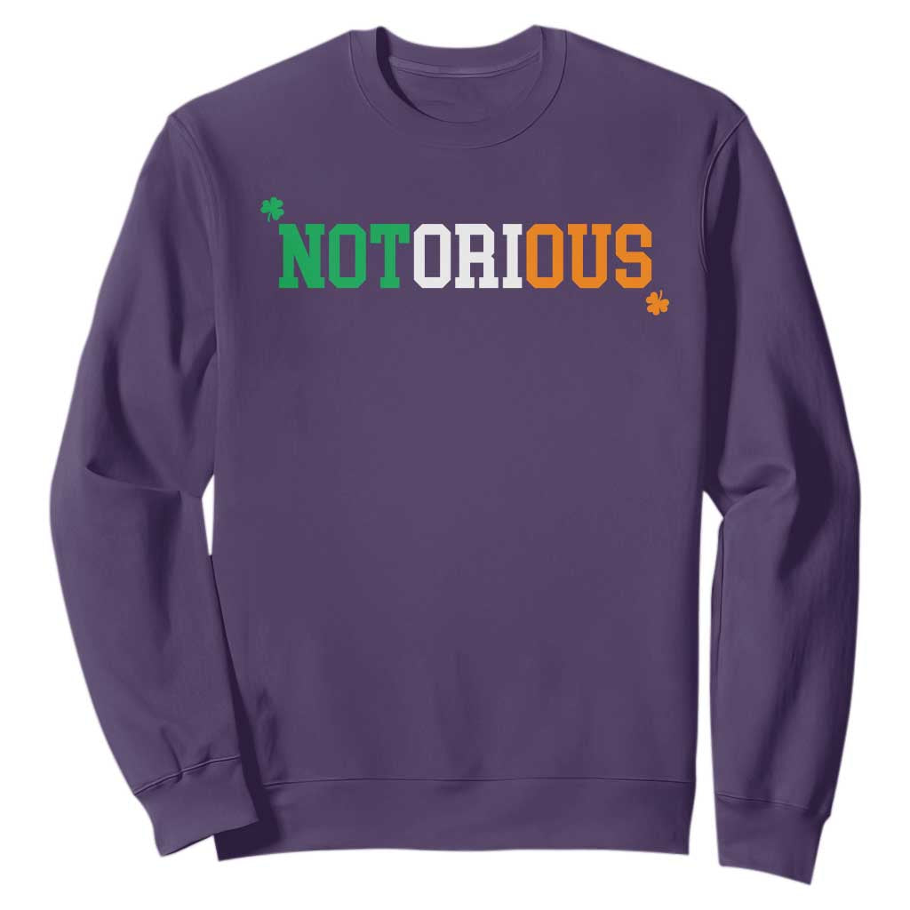 Irish Pride Boxing Fighting Notorious Sweatshirt Irish Flag Lucky Shamrock Graphic TS10 Purple Print Your Wear