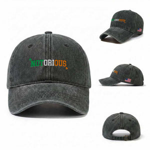 Irish Pride Boxing Fighting Notorious Washed Cotton Baseball Cap Irish Flag Lucky Shamrock Graphic TS10 Washed Cap Universal Fit Dark Green Print Your Wear