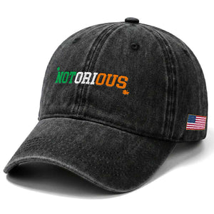 Irish Pride Boxing Fighting Notorious Washed Cotton Baseball Cap Irish Flag Lucky Shamrock Graphic TS10 Print Your Wear