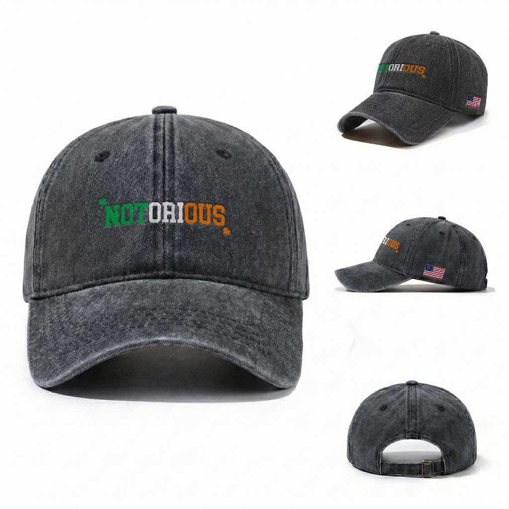 Irish Pride Boxing Fighting Notorious Washed Cotton Baseball Cap Irish Flag Lucky Shamrock Graphic TS10 Washed Cap Universal Fit Dark Gray Print Your Wear