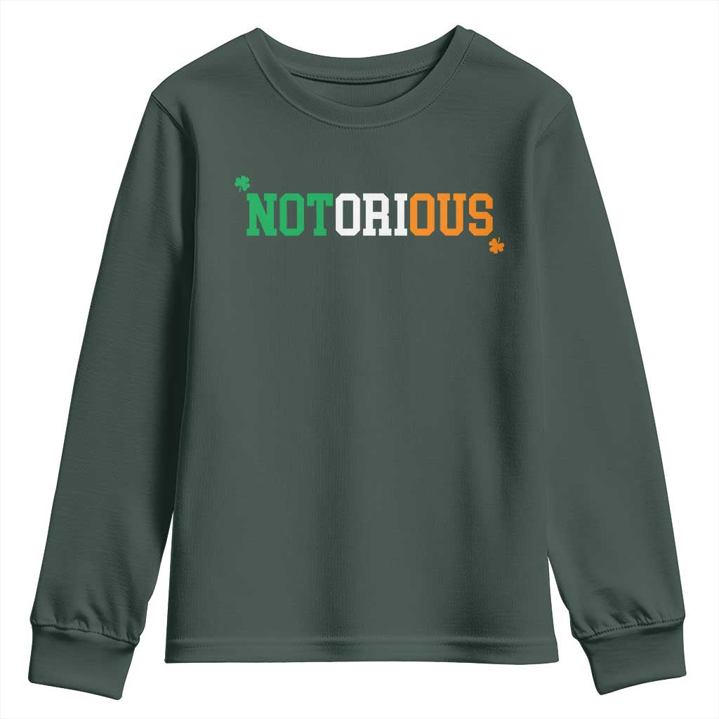Irish Pride Boxing Fighting Notorious Youth Sweatshirt Irish Flag Lucky Shamrock Graphic TS10 Dark Forest Green Print Your Wear