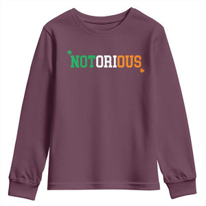Irish Pride Boxing Fighting Notorious Youth Sweatshirt Irish Flag Lucky Shamrock Graphic TS10 Maroon Print Your Wear