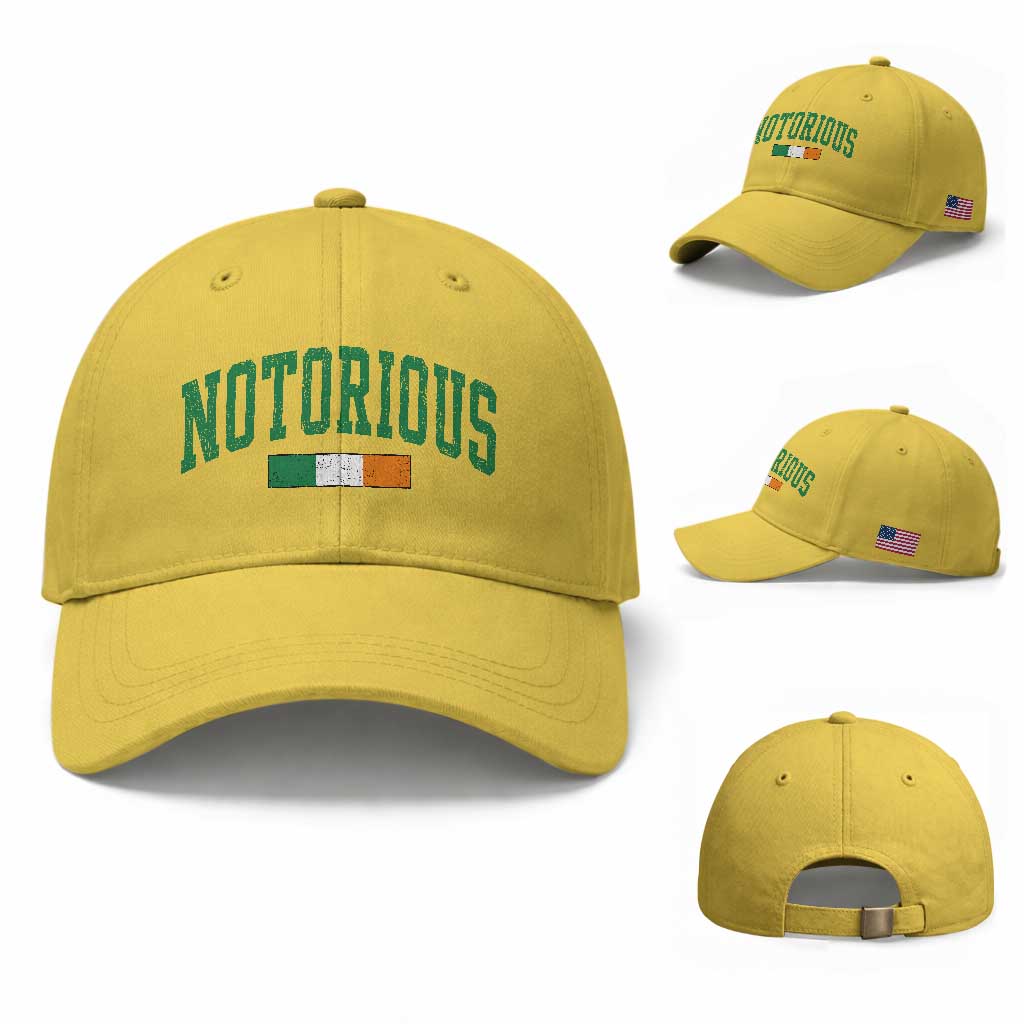 Vintage Irish Flag Notorious Baseball Cap Boxing Fans TS10 Baseball Cap Universal Fit Yellow Print Your Wear