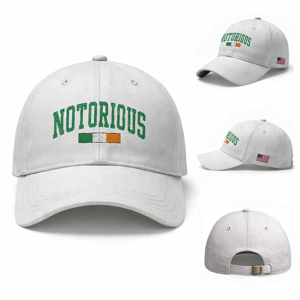 Vintage Irish Flag Notorious Baseball Cap Boxing Fans TS10 Baseball Cap Universal Fit White Print Your Wear