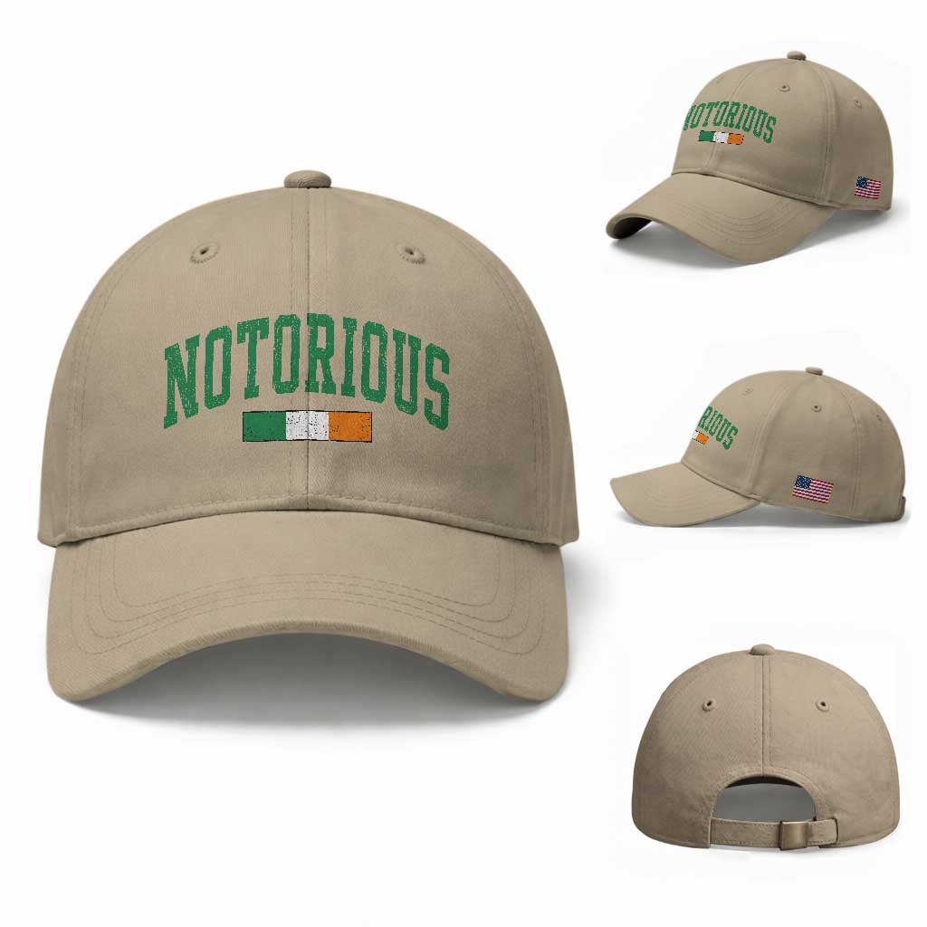 Vintage Irish Flag Notorious Baseball Cap Boxing Fans TS10 Baseball Cap Universal Fit Khaki Print Your Wear