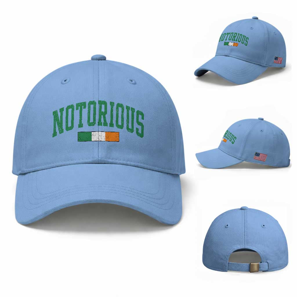 Vintage Irish Flag Notorious Baseball Cap Boxing Fans TS10 Baseball Cap Universal Fit Light Blue Print Your Wear