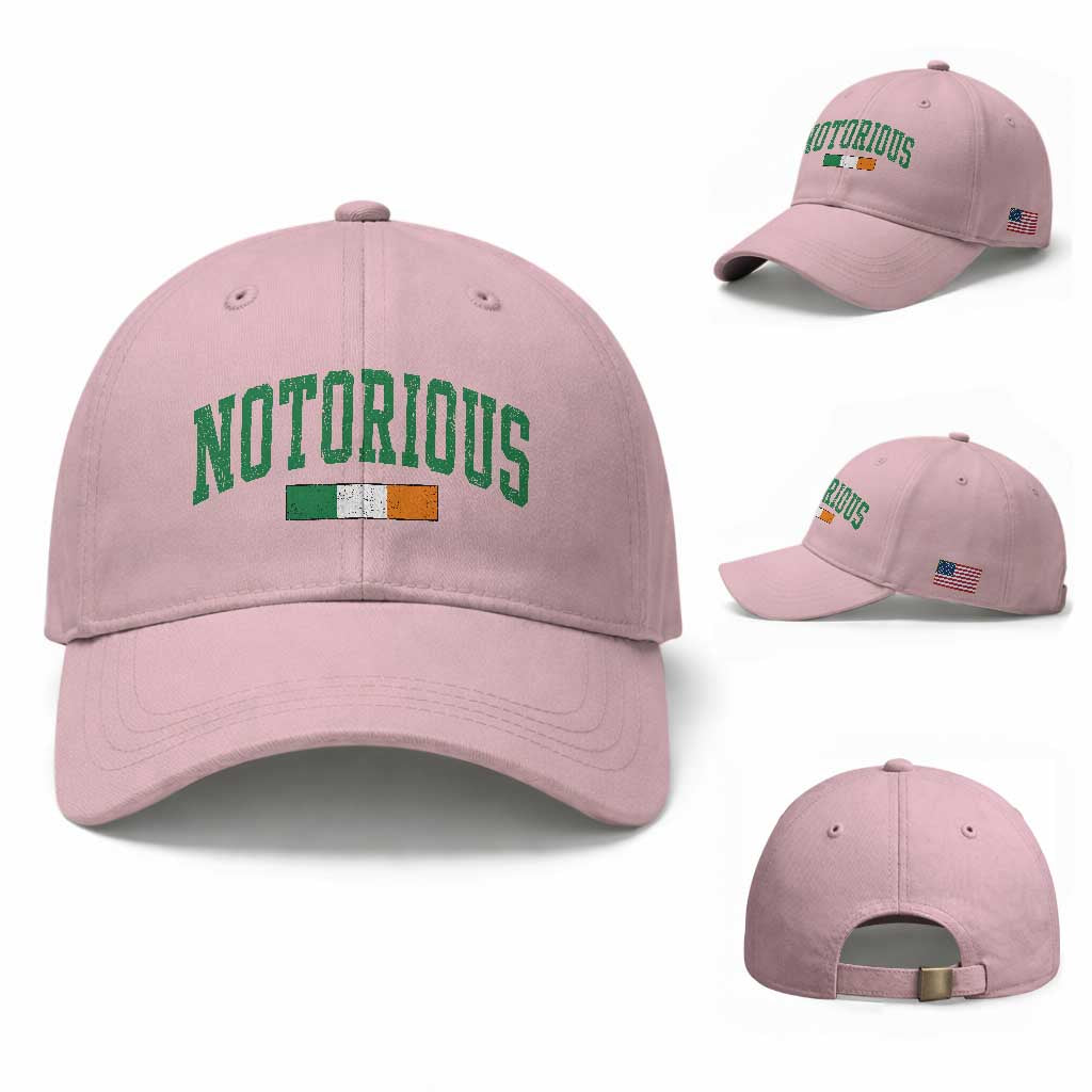 Vintage Irish Flag Notorious Baseball Cap Boxing Fans TS10 Baseball Cap Universal Fit Light Pink Print Your Wear