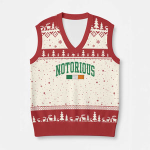 Vintage Irish Flag Notorious V-Neck Knit Sweater Vest Boxing Fans TS10 Beige Red Print Your Wear