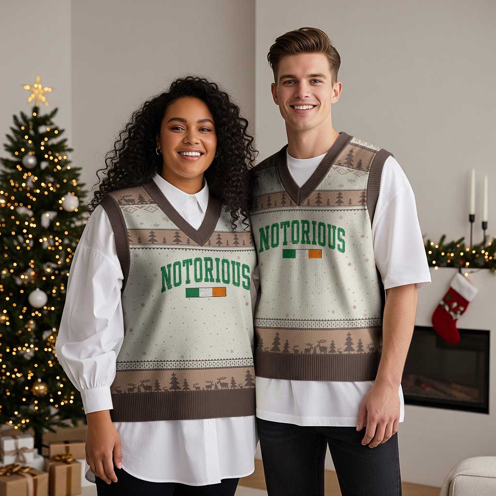 Vintage Irish Flag Notorious V-Neck Knit Sweater Vest Boxing Fans TS10 Mocha Mousse Print Your Wear