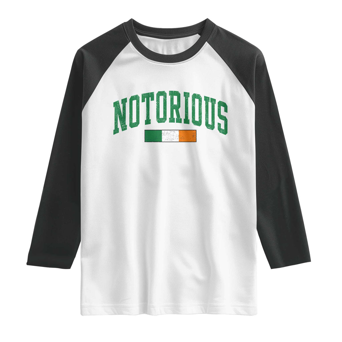 Vintage Irish Flag Notorious Raglan Shirt Boxing Fans TS10 White Black Print Your Wear