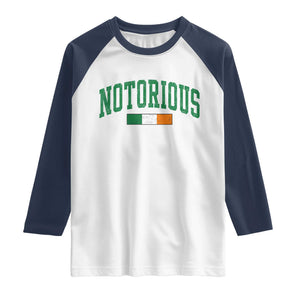 Vintage Irish Flag Notorious Raglan Shirt Boxing Fans TS10 White Navy Print Your Wear