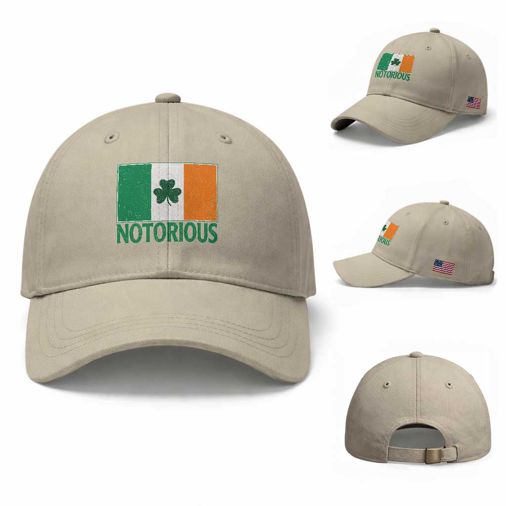 Irish Pride Boxing Fighting Notorious Baseball Cap Vintage Ireland Flag Irish Retro Throwback TS10 Baseball Cap Universal Fit Beige Print Your Wear