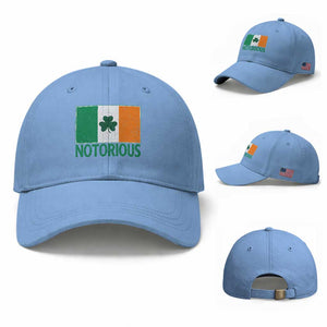 Irish Pride Boxing Fighting Notorious Baseball Cap Vintage Ireland Flag Irish Retro Throwback TS10 Baseball Cap Universal Fit Light Blue Print Your Wear