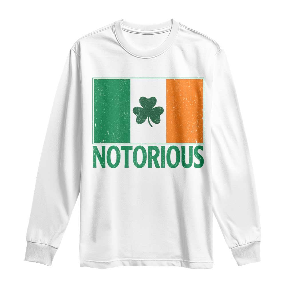 Irish Pride Boxing Fighting Notorious Long Sleeve Shirt Vintage Ireland Flag Irish Retro Throwback TS10 White Print Your Wear