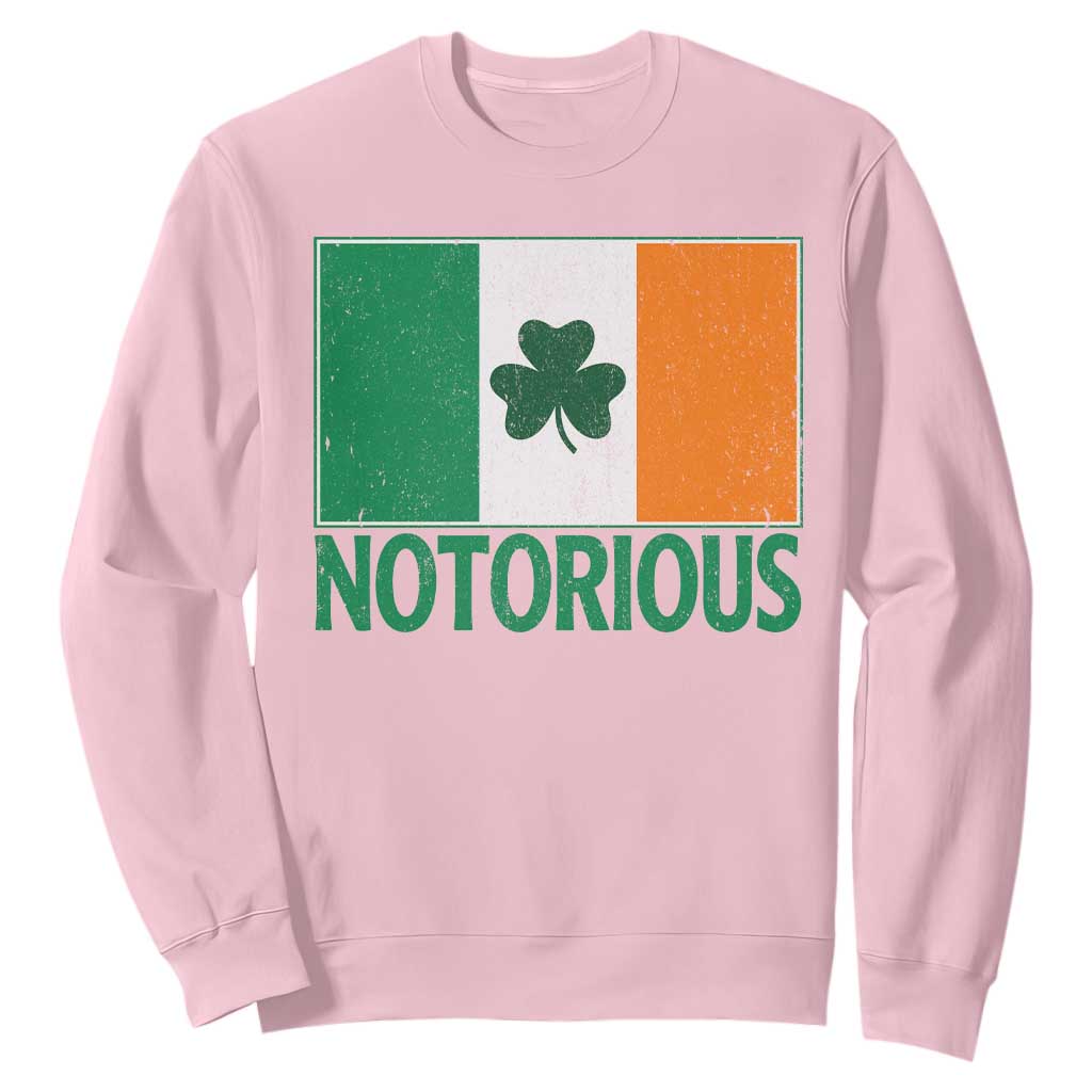 Irish Pride Boxing Fighting Notorious Sweatshirt Vintage Ireland Flag Irish Retro Throwback TS10 Light Pink Print Your Wear