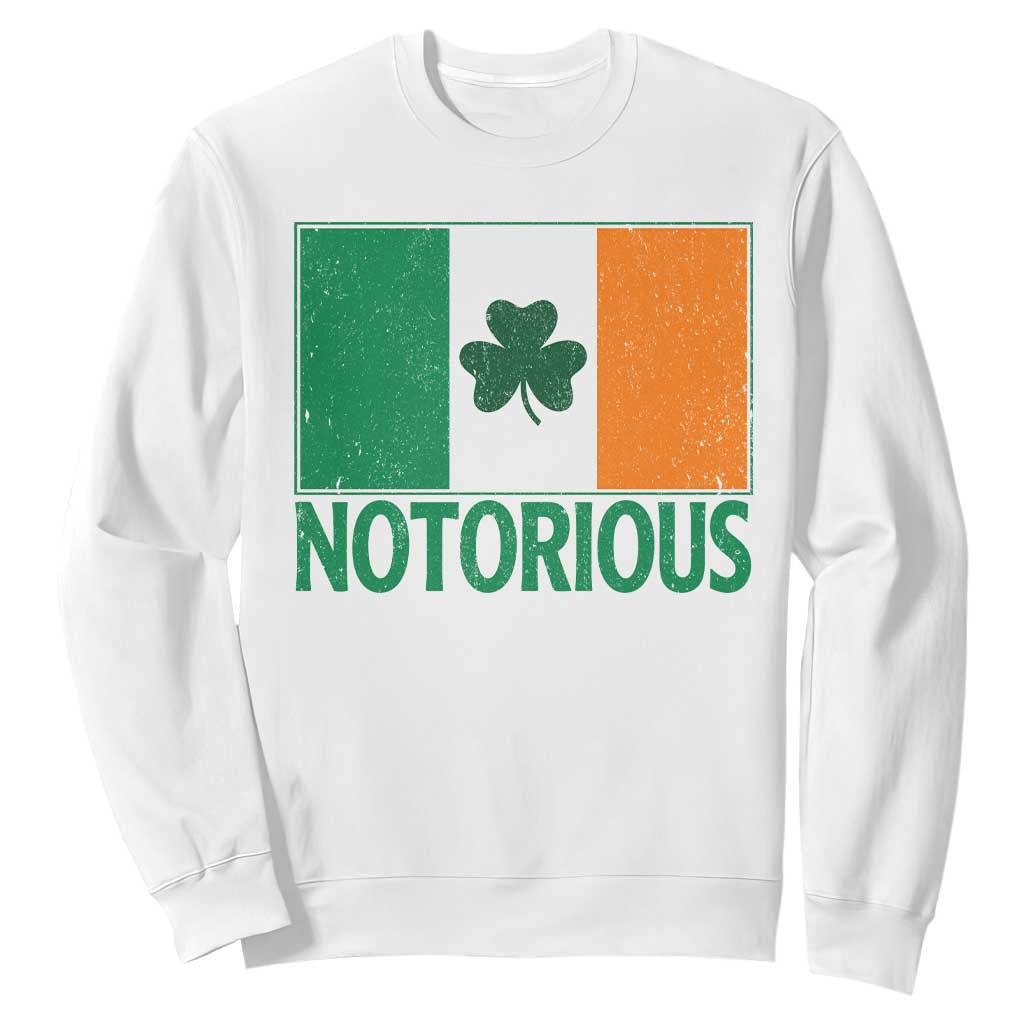 Irish Pride Boxing Fighting Notorious Sweatshirt Vintage Ireland Flag Irish Retro Throwback TS10 White Print Your Wear