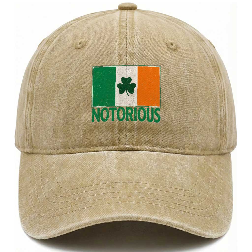 Irish Pride Boxing Fighting Notorious Washed Cotton Baseball Cap Vintage Ireland Flag Irish Retro Throwback TS10 Print Your Wear