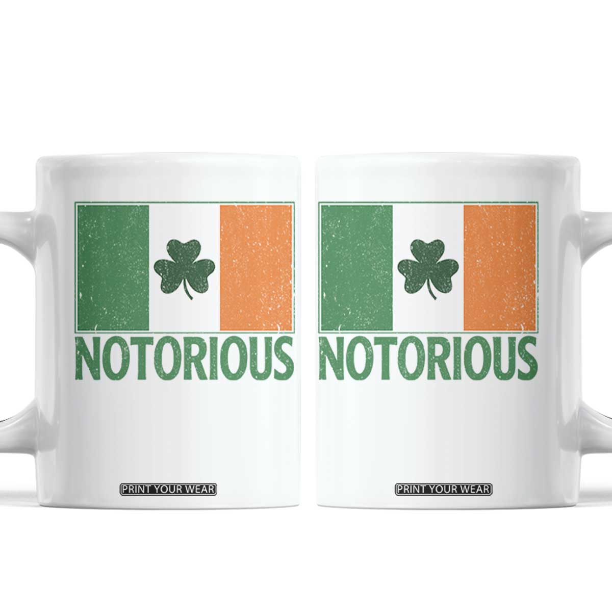 Irish Pride Boxing Fighting Notorious Coffee Mug Vintage Ireland Flag Irish Retro Throwback TS10 White Print Your Wear