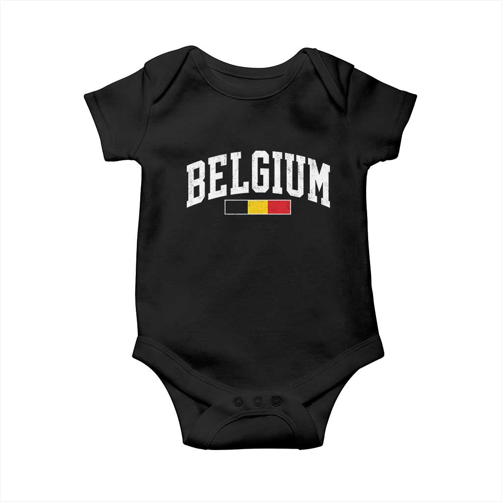Vintage Belgium Flag Graphic Baby Onesie Belgian Pride Patriotic Gift TS10 Black Print Your Wear