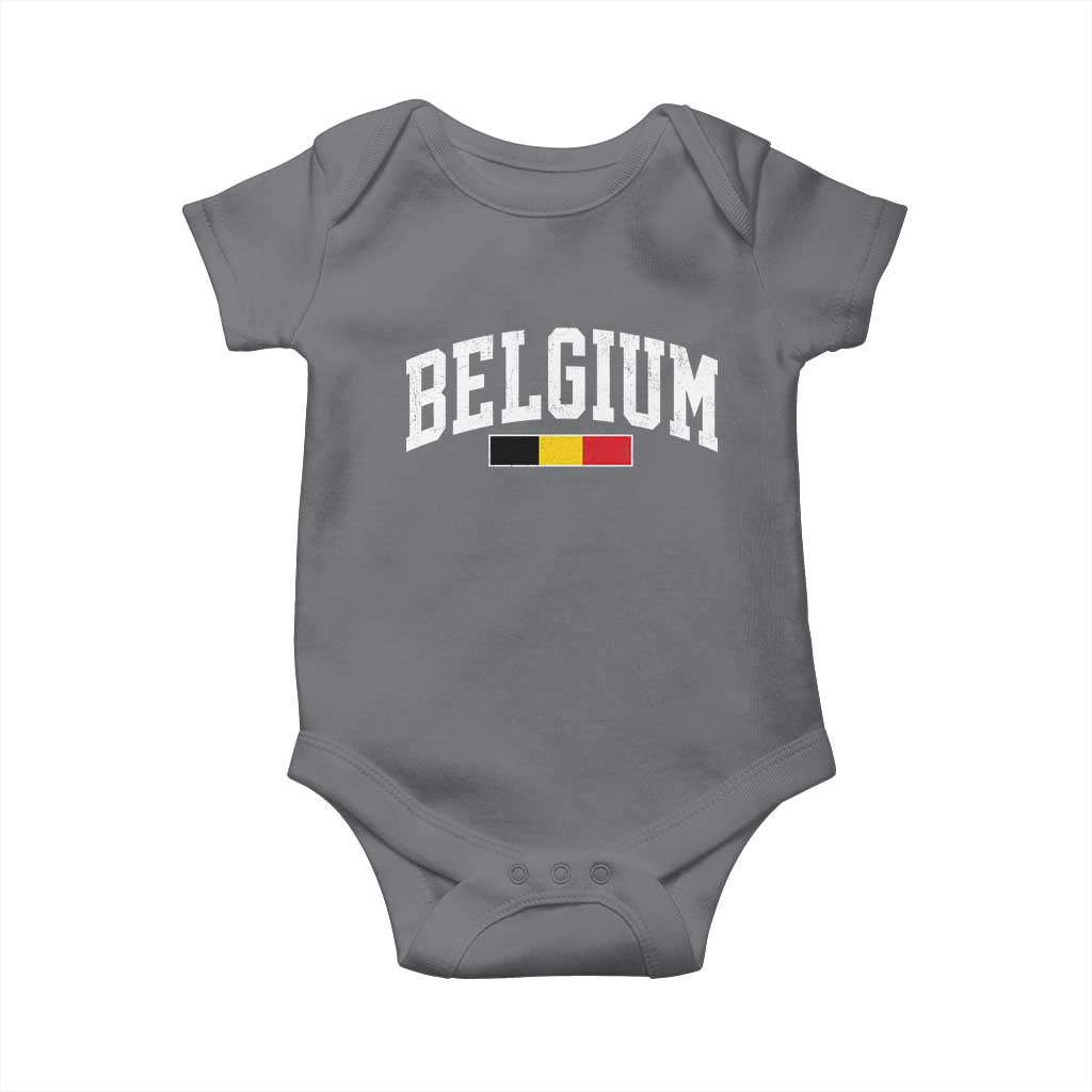 Vintage Belgium Flag Graphic Baby Onesie Belgian Pride Patriotic Gift TS10 Charcoal Print Your Wear