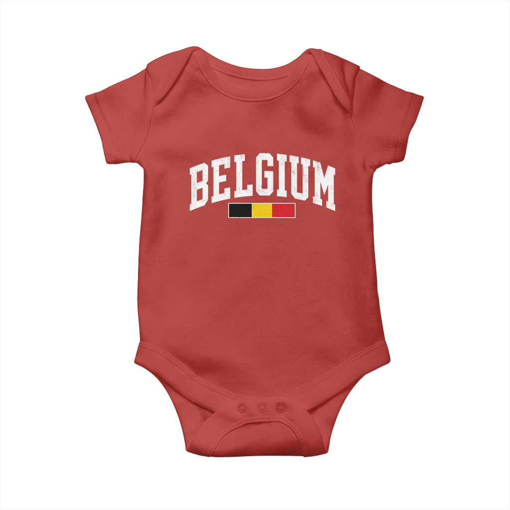 Vintage Belgium Flag Graphic Baby Onesie Belgian Pride Patriotic Gift TS10 Red Print Your Wear