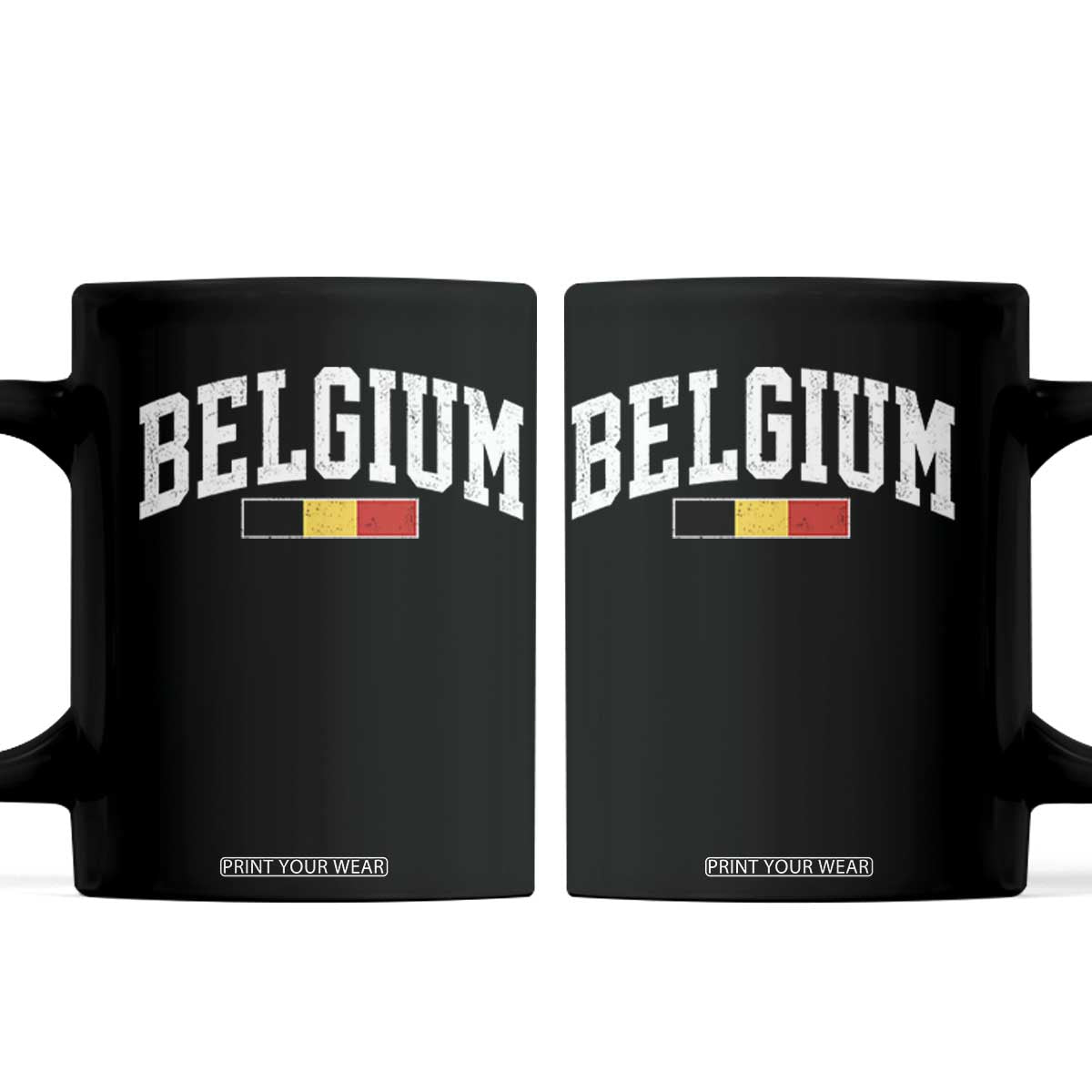 Vintage Belgium Flag Graphic Coffee Mug Belgian Pride Patriotic Gift TS10 Black Print Your Wear